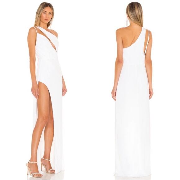 Katie May X Revolve A Cut Above One Shoulder Gown Size Small NWT Ivory - Picture 2 of 7